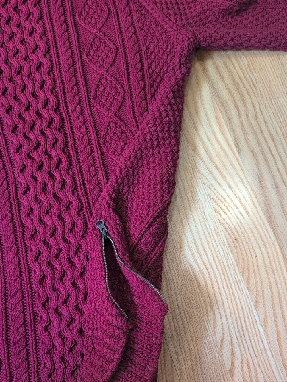 Red LL Bean Cable Knit Sweater Tunic Size M - Picture 2 of 5